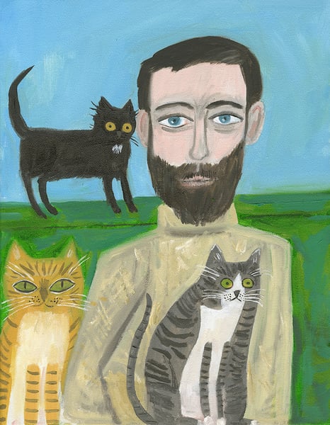 Image of Young Edward Gorey. oil painting on canvas