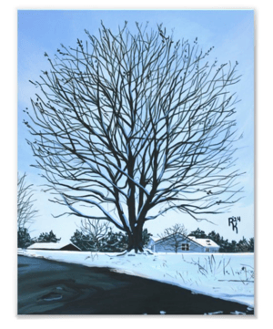Image of Our Tree In The Wintertime Canvas Print