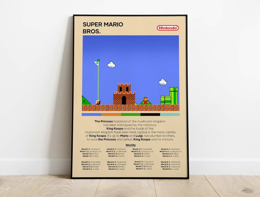 Super Mario Bros - NES Retro Game Poster