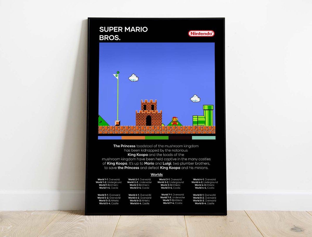Super Mario Bros NES Retro Game Poster Architeg Prints