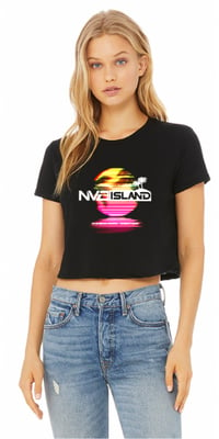 NV'D Island "Pink Sunset" Women's Black Crop Tee