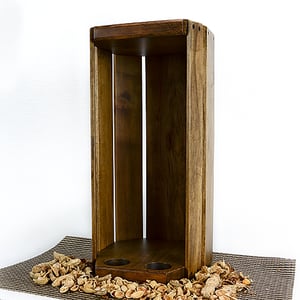 Image of Whiskey Shack, Wooden Whiskey Bourbon Caddy with two glass shot glasses, Wedding Gift, Barware Gift