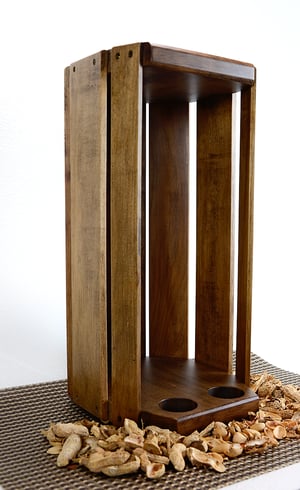 Image of Whiskey Shack, Wooden Whiskey Bourbon Caddy with two glass shot glasses, Wedding Gift, Barware Gift