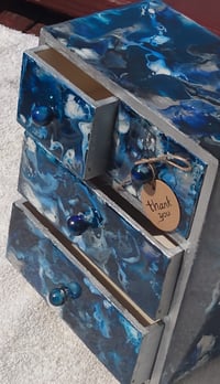 Image 2 of   Jewelry Box with 4 Drawers, Hand painted on wood (top layer of resin).Sold