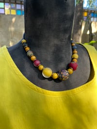 Image 7 of Mustard, Red and Raku Adjustable Necklace