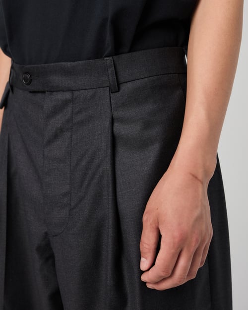 Image of Dark Grey Wool Wide Trousers