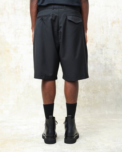 Image of Black Wool / Mohair Wide Pleated Shorts