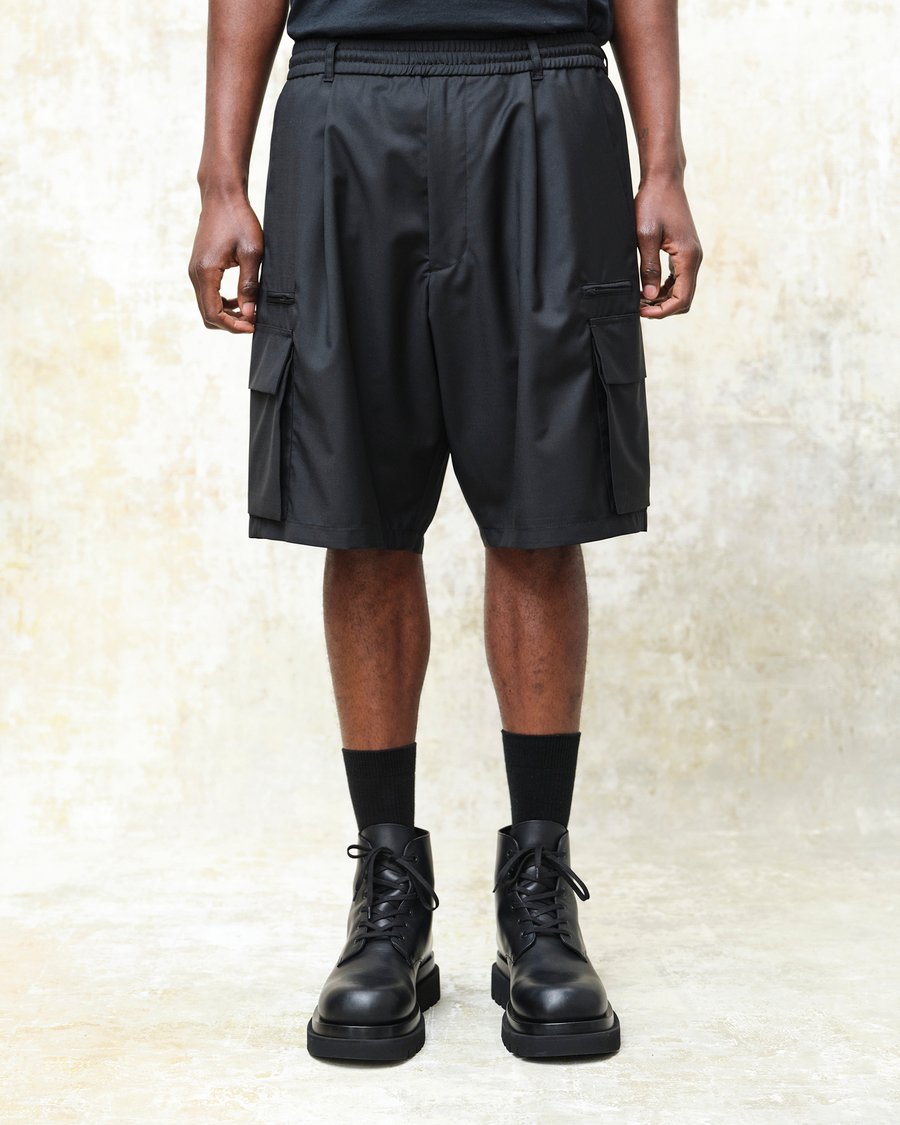 Image of Black Wool / Mohair Cargo Shorts