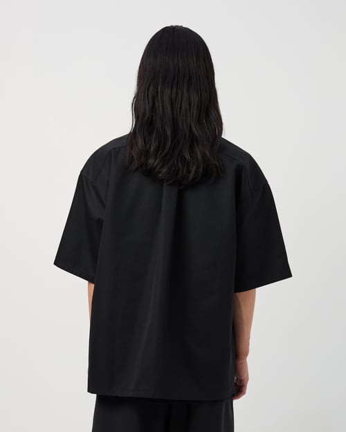 Image of Black Cotton Gabardine Utility Shirt