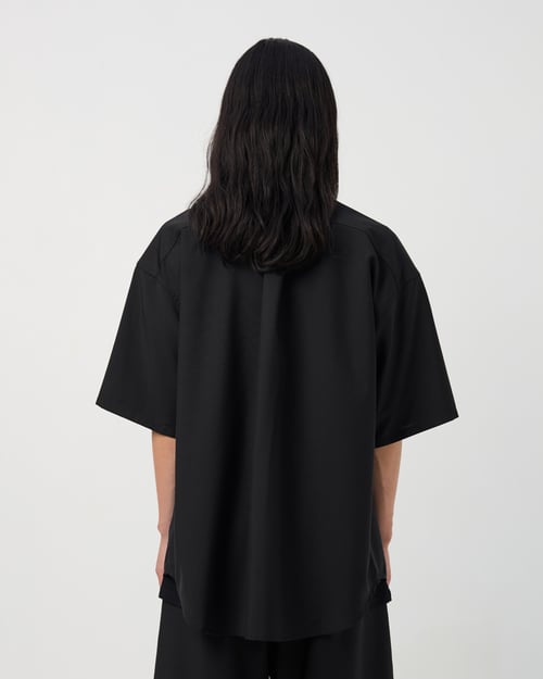 Image of Black Wool / Mohair Collarless Shirt