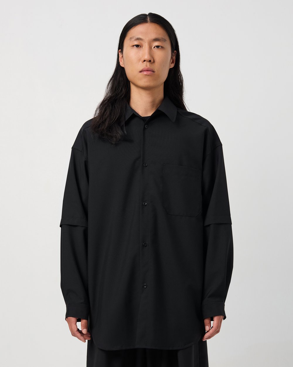 Image of Black Wool / Mohair Layered Shirt