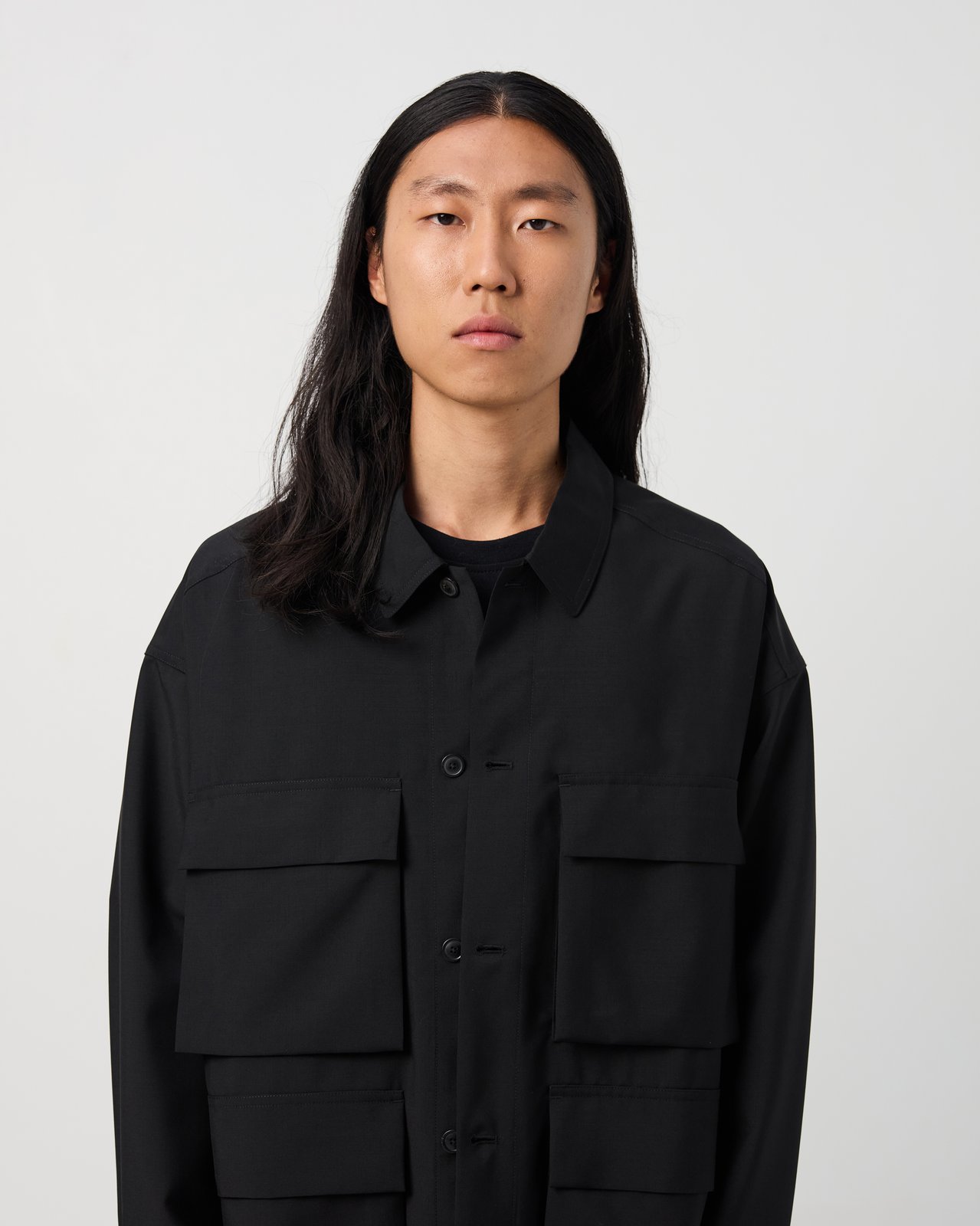 Black Wool / Mohair Utility Jacket