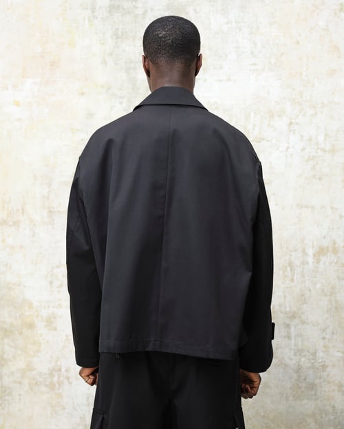 Image of Black Cotton Gabardine Cropped Jacket