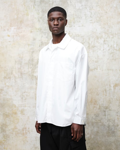Image of White Popeline Cotton Minimal Shirt