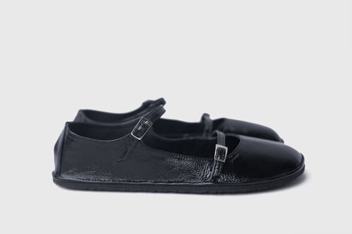 Image of Margot strappy flats in Patent Black