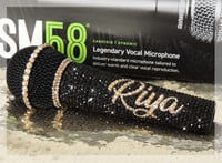 Image 1 of PERSONALISED SHURE SM58 WIRED VOCAL MIC IN BLACK AND GOLD CRYSTALS