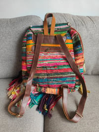 Image 4 of 1-Frill sari Bohemian Back Pack with leather straps