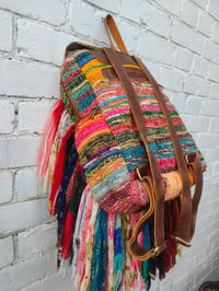 Image 10 of 1-Frill sari Bohemian Back Pack with leather straps