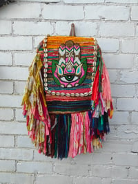 Image 1 of 1-Frill sari Bohemian Back Pack with leather straps