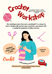 Image 1 of Blagdon learn to crochet workshop for beginners Monday 22nd April 7-9 pm