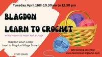 Image 1 of Blagdon learn to crochet for beginners Tuesday April 16th 10.30am- 12.30