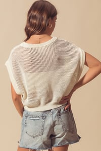 Image 4 of CROCHET CROPPED PULLOVER VEST SWEATER - LATE MAY 
