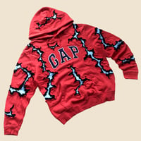 Image 2 of REWORKED RED GAP CRACKED HOODIE SIZE M