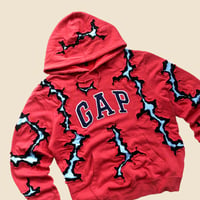 Image 3 of REWORKED RED GAP CRACKED HOODIE SIZE M