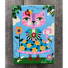 CRAZY for SPRING series - Pink Cat Girl with Bees 5" x 7" canvas painting