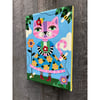 CRAZY for SPRING series - Pink Cat Girl with Bees 5" x 7" canvas painting