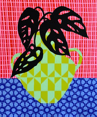 Image 1 of Green Vase With Monstera by Mary Finlayson