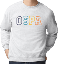 Retro-Multi Color OSPA Unisex Sweatshirt in Ash Gray