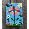 CRAZY for SPRING series - Wide-Eyed Flower and Bees 5" x 7" canvas painting