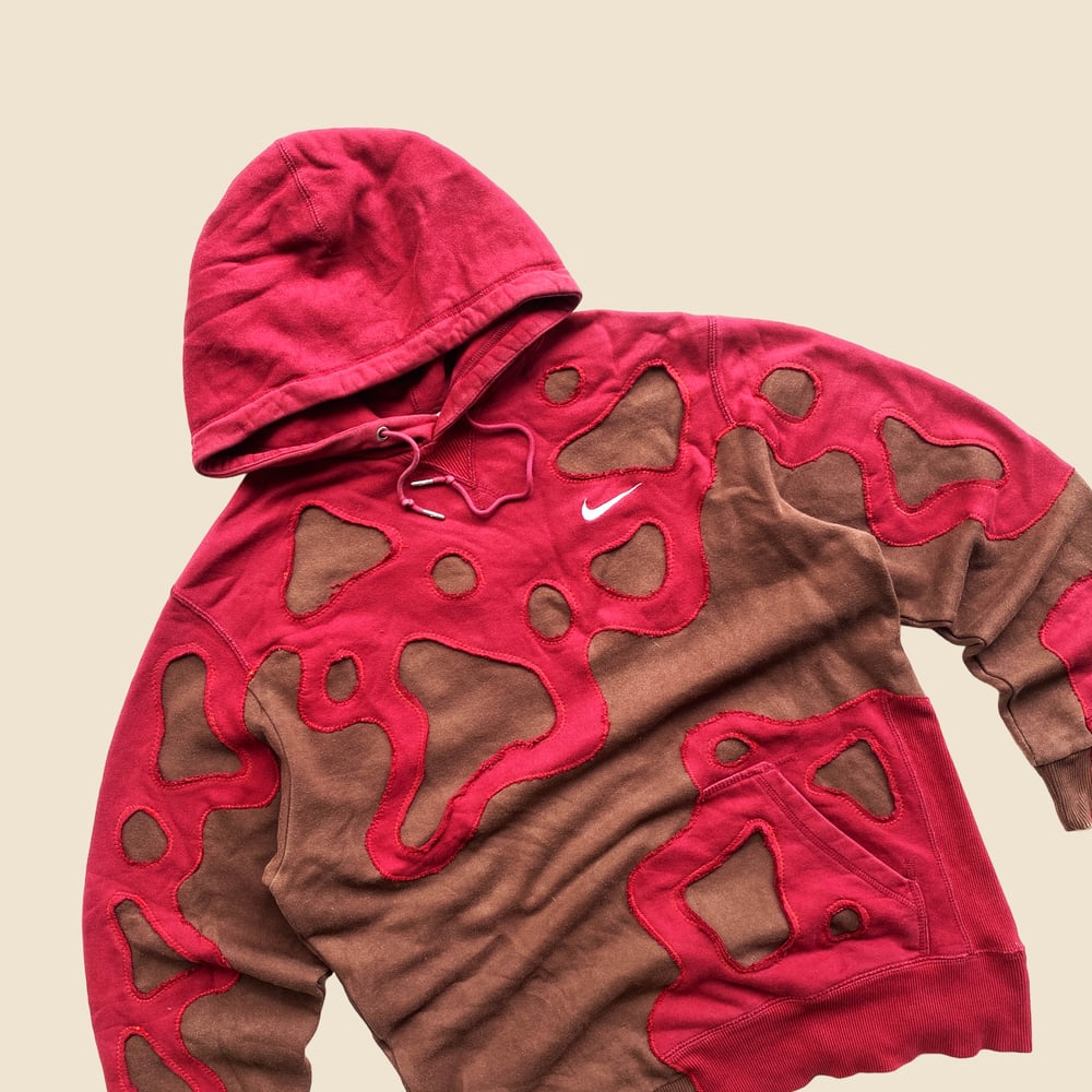 REWORKED NIKE RED BROWN FLOW HOODIE SIZE M