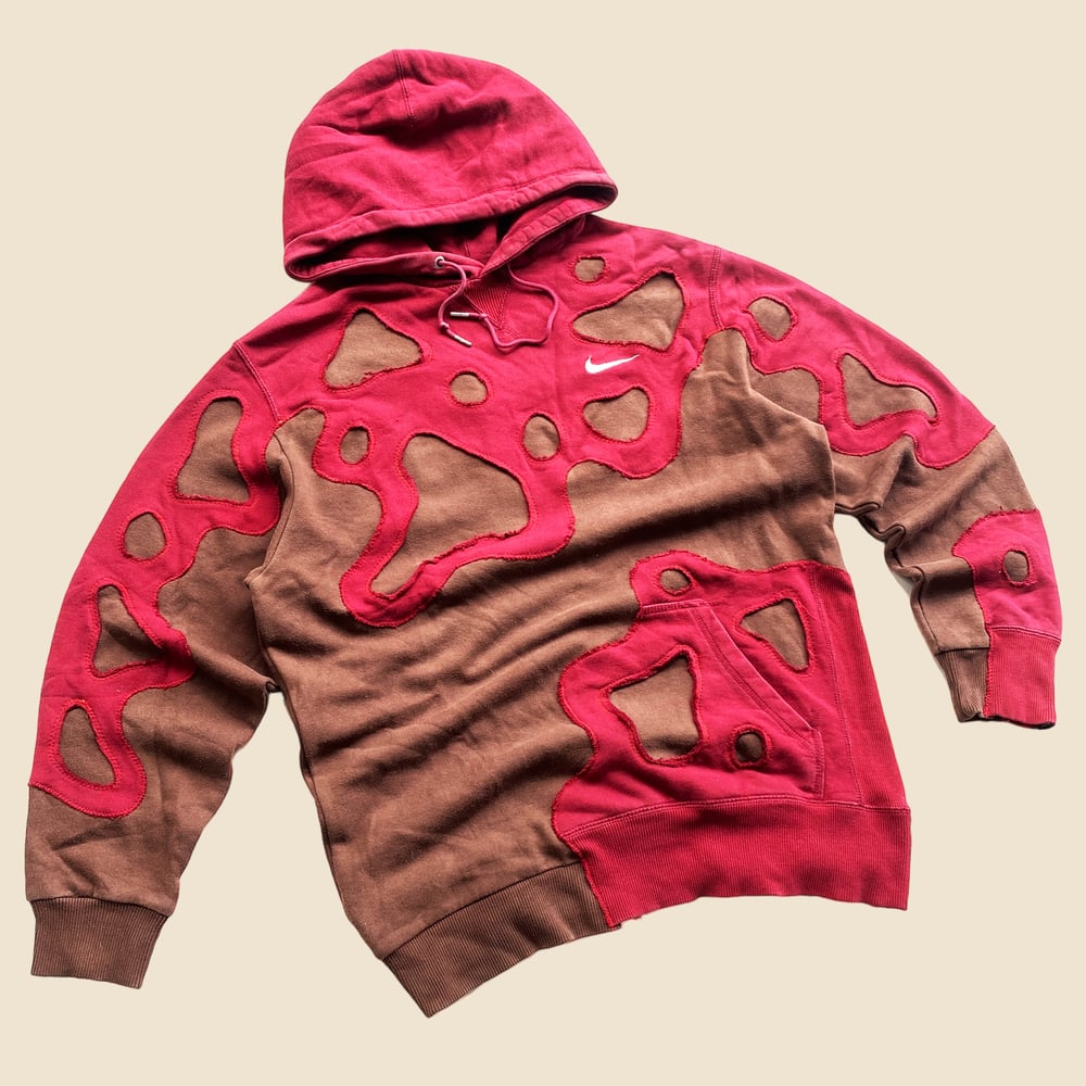 REWORKED NIKE RED BROWN FLOW HOODIE SIZE M