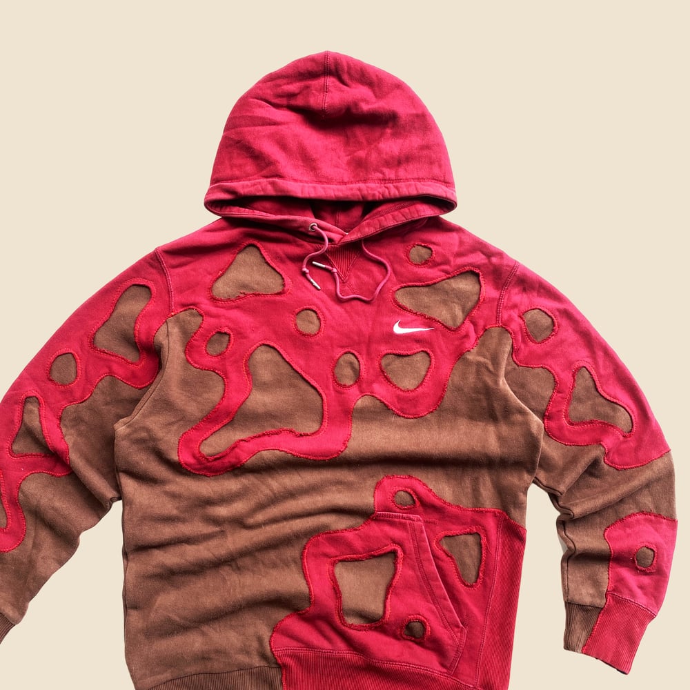 REWORKED NIKE RED BROWN FLOW HOODIE SIZE M