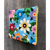 CRAZY for SPRING series - Bees and Flowers 4" x 4" canvas painting