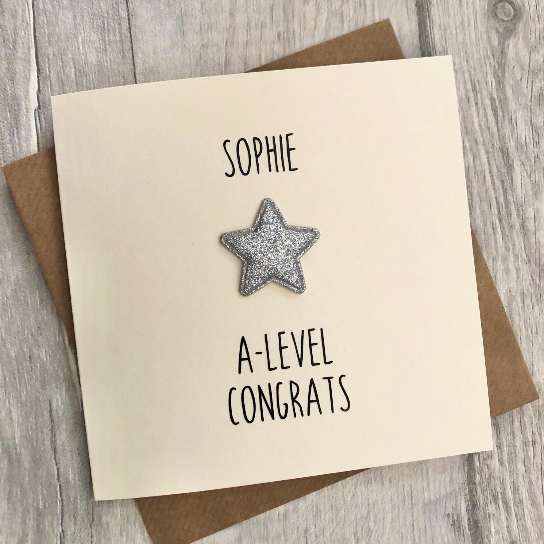 A Level Congratulations Personalised Star Card | Alphabet Bespoke Creations