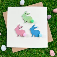 Image 4 of Customised Happy Easter Pom Pom Bunny Rabbit Card