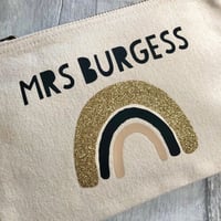 Image 2 of Personalised Thank You Teacher Gold Glitter Rainbow Pouch