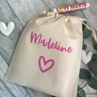 Image 1 of Personalised Heart Cotton Treat Gift Bag