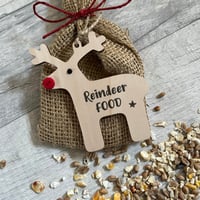 Image 1 of Personalised Wooden Reindeer Food Pouch - Christmas Eve Box idea