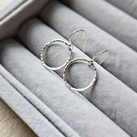 Image 1 of Silver hammered open circle earrings