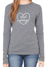 Ladies Cursive Heart on  Long Sleeve  Deep Heather