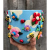 CRAZY for SPRING series - Bees, Flowers and Ladybugs Clay Sculpture Planter