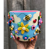 CRAZY for SPRING series - Bees, Flowers and Ladybugs Clay Sculpture Planter