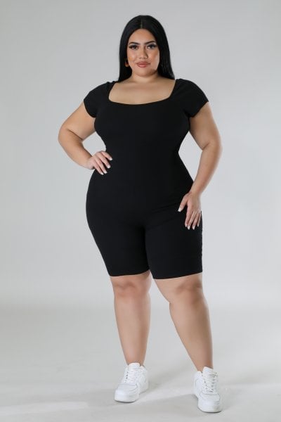 Image of 3PACK PLUS SIZE CAP SLEEVE BODYSUIT SHORT ROMPER