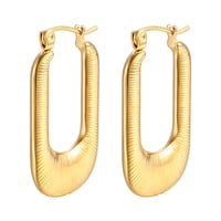 Image 2 of Ribbed Hoop Earrings.