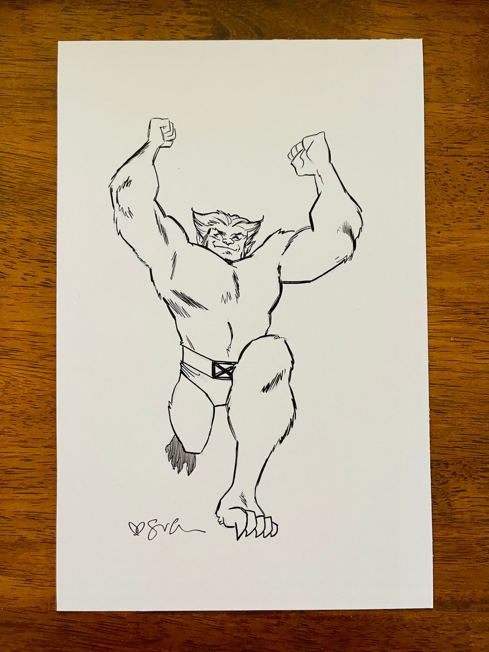 Image of X-Men 97 Beast drawing + OG sketch
