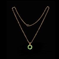 Image 3 of 10K Mini Donut Pendant Strong Green Marbled Jade